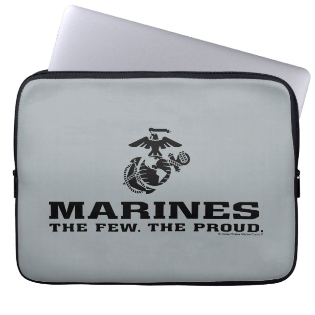 USMC "The Few, Proud" Staplad Black Logotyp Laptop Fodral (Framsidan)