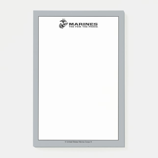 USMC "The Few, Proud" Staplad Black Logotyp Post-it Block (Framsida)