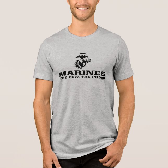 USMC "The Few, Proud" Staplad Black Logotyp T Shirt (Framsida)
