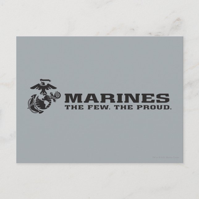 USMC "The Few, Proud" Staplad Black Logotyp Vykort (Framsida)