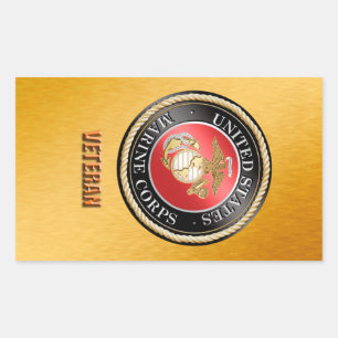 USMC Veteran StickerUSMC, U.S. Marine Corps, med Rektangulärt Klistermärke