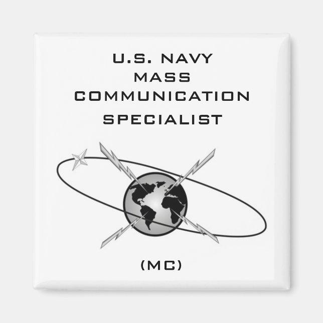 USN MASS KOMMUNIKATION SPECIALIST SQUARE MAGNET (Framsidan)