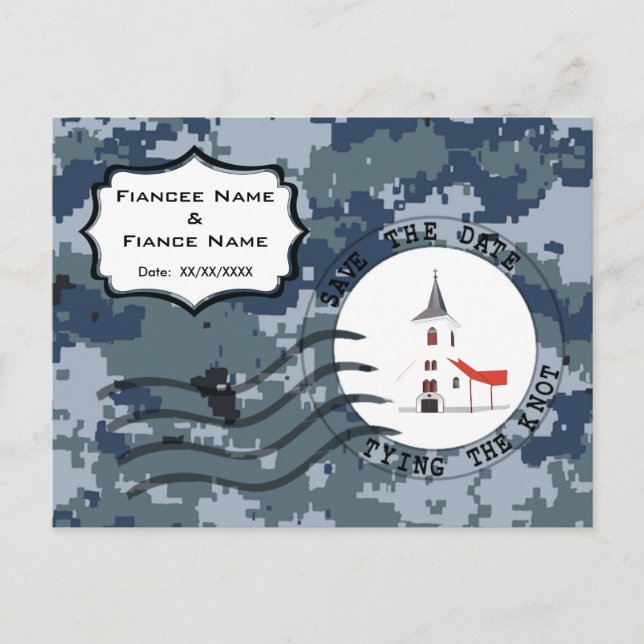 USN Navy Förlovning & Bröllopskapell Meddelande Vykort (Framsida)