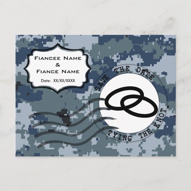 USN Navy Förlovningsdatum & Ringar Meddelande Vykort (Framsida)