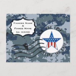 USN Navy Save Date and Star Meddelande Vykort