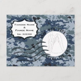 USN Navy Save Date & Bride and Groom Meddelande Vykort