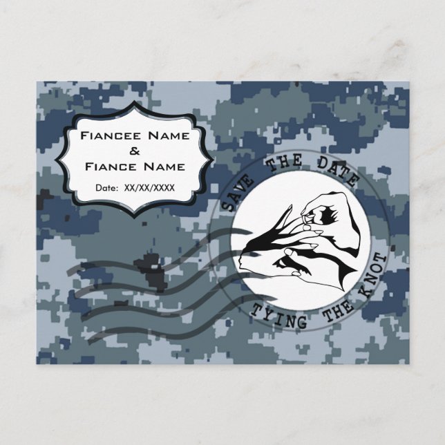 USN Navy Save Date & Ring Meddelande Vykort (Framsida)