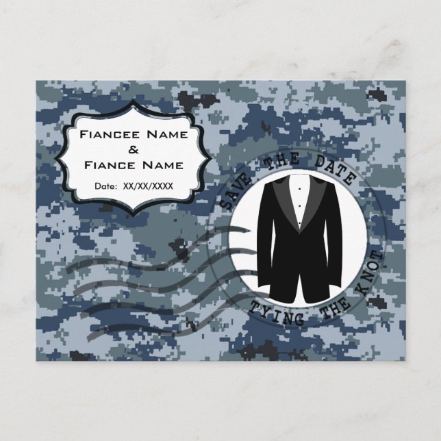 USN Navy Save the Date & Smoking Meddelande Vykort (Framsida)