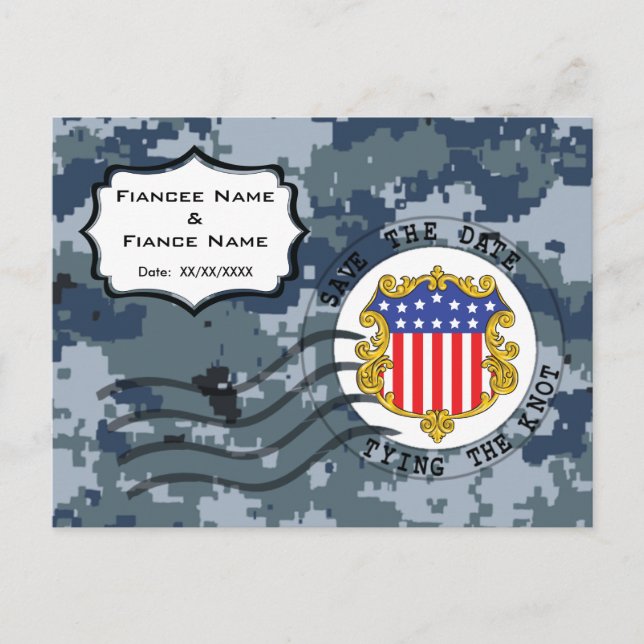 USN Navy Spara datum och flagga Meddelande Vykort (Framsida)