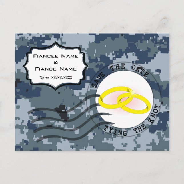 USN Navy Spara datum & Ringar Meddelande Vykort (Framsida)