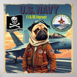 USN Pilot Pug Strejka Fighter Squadron 103 Poster