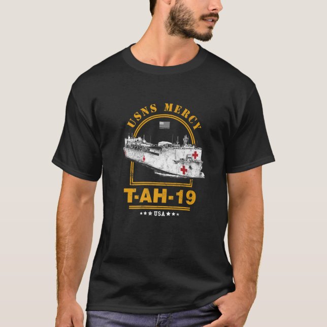 USNS Mercy AH-19 Sjukhusets Frakt T Shirt (Framsida)