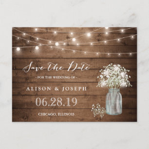 (USPS) Baby's Breath Sladdljus Save the Date Meddelande Vykort
