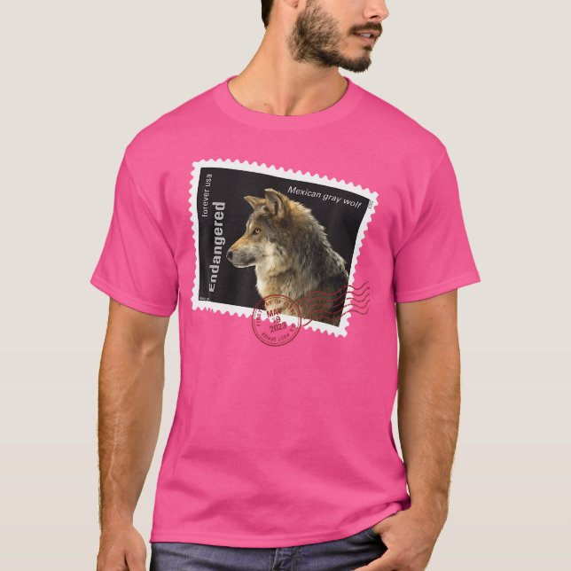 USPS-utrotningshotade arter Mexikanska Grått Varg  T Shirt (Framsida)