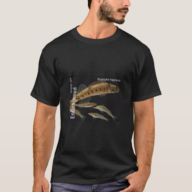 Usps-utrotningshotade arter Roanoke Logperch Fullt T Shirt (Framsida)