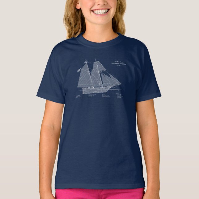 USRC Alexander Hamilton - ABD T Shirt (Framsida)