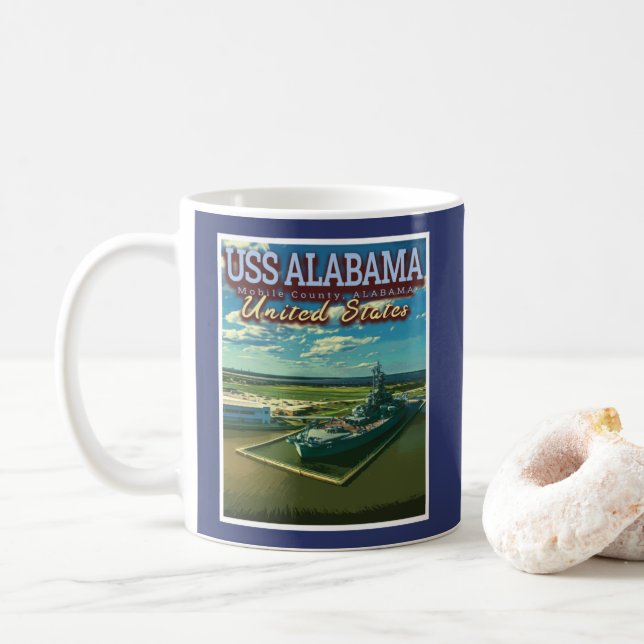 USS ALABAMA BATTLESHIP - MOBILE ALABAMA USA KAFFEMUGG (Med munk)