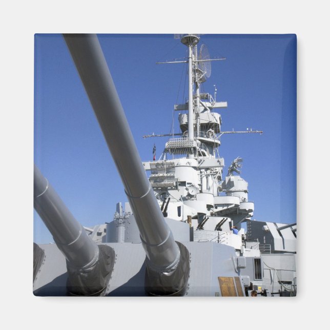 USS Alabama Battleshöft vid Battleship Memorial Magnet (Framsidan)
