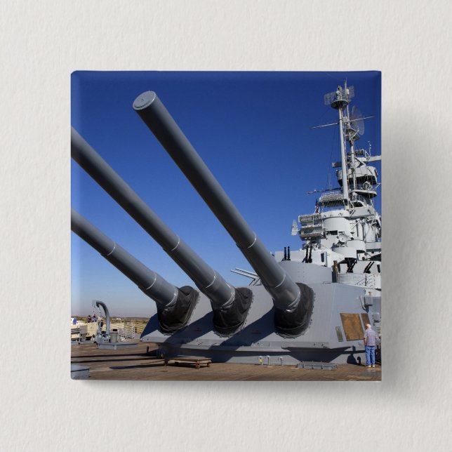 USS Alabama slagskepp vid Battleship Memorial 2 Knapp (Framsida)