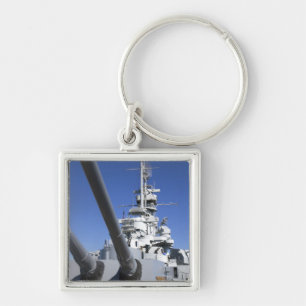 USS Alabama slagskepp vid Battleship Memorial Fyrkantig Silverfärgad Nyckelring