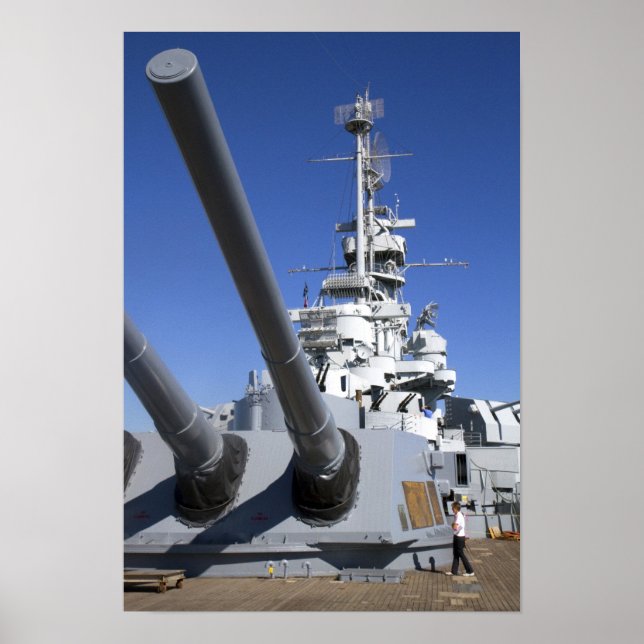 USS Alabama slagskepp vid Battleship Memorial Poster (Framsidan)