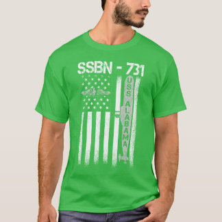 USS Alabama Ssbn 731 Ubåtsmärke Amerikansk Flagga T Shirt