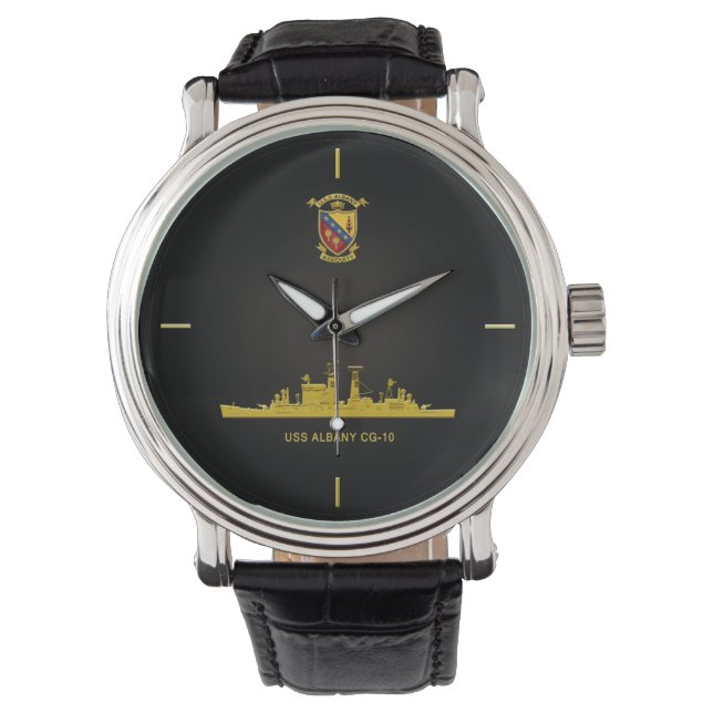 USS ALBANY CG-10 WRIST WATCH ARMBANDSUR (Framsida)