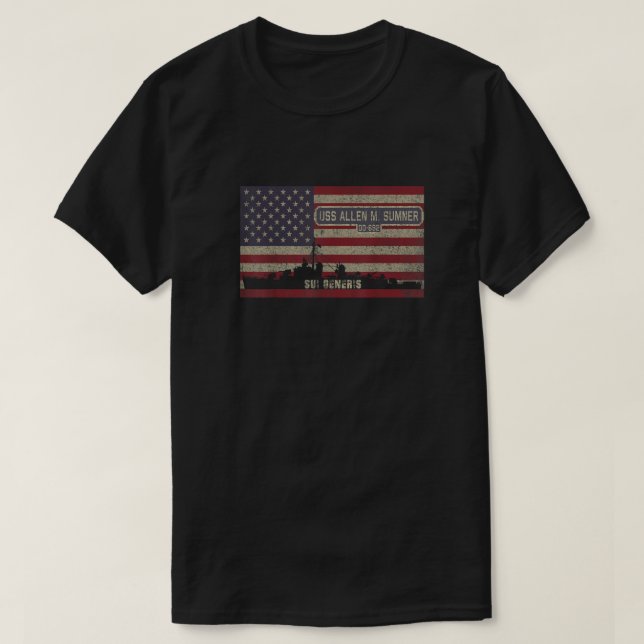 Uss Allen M Sumner Dd 692 Destroyer Ship Usa Ameri T Shirt (Design framsida)