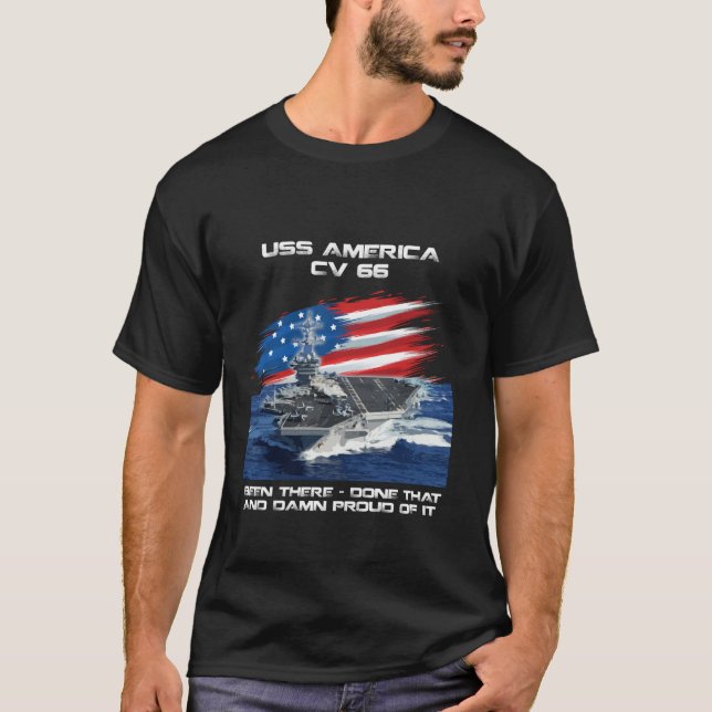 USS America CV 66 Aircraft Veteran USA Fla T Shirt (Framsida)