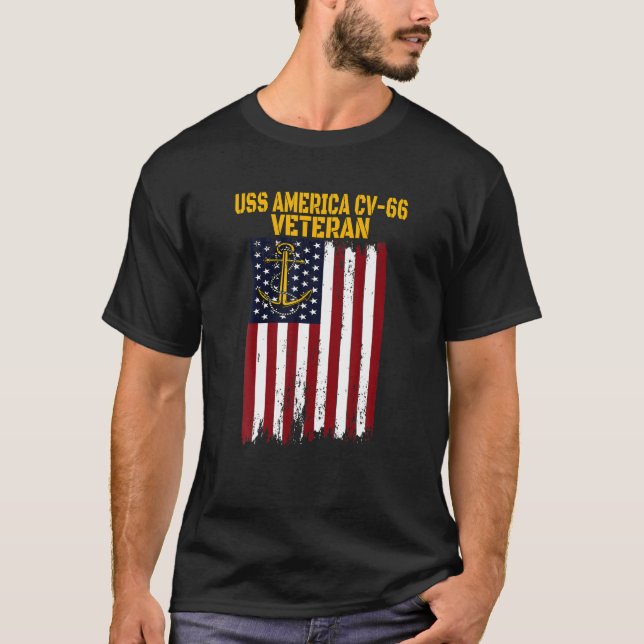 USS America CV-66 CVA-66 Aircraft Veteran' T Shirt (Framsida)
