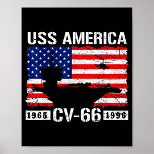 Uss america cv-66 est 1965-1996 flagga usa flygpla poster