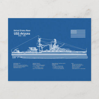 USS Arizona - Fartygsritningar ABD Vykort