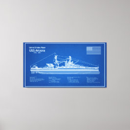 USS Arizona - Frakt Blueprint Plans ABD Canvastryck