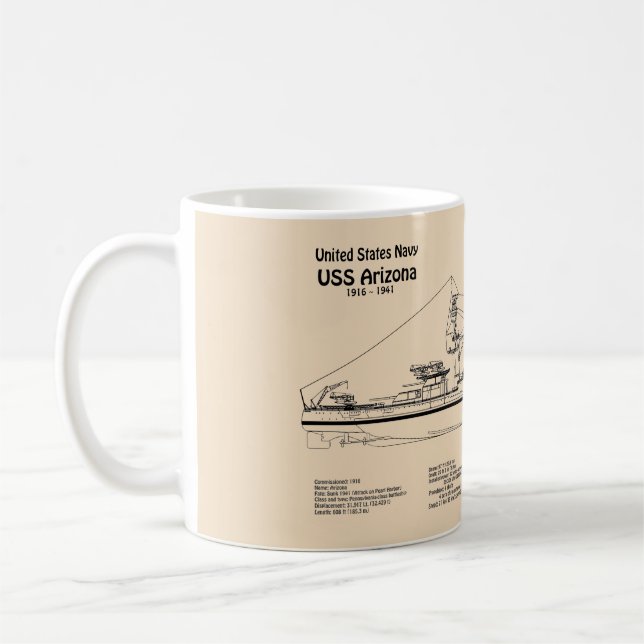 USS Arizona - Frakt - skiss SD Kaffemugg (Vänster)