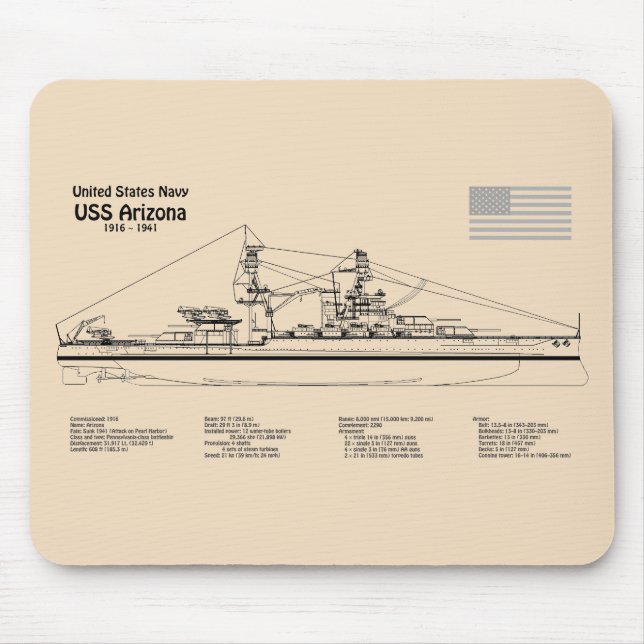 USS Arizona - Frakt - skiss SD Musmatta (Framsidan)