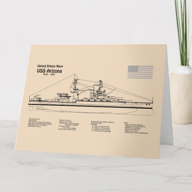 USS Arizona - Frakt - skiss SD Tack Kort (Framsida)