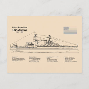 USS Arizona - Frakt - skiss SD Vykort