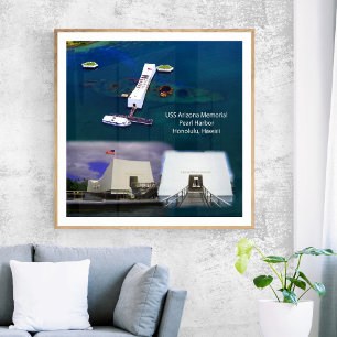 USS Arizona-minnesmärket, Pearl Harbor Views-affis Poster