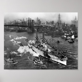 USS Arizona vid floden Öster - NYC - 1916 Poster