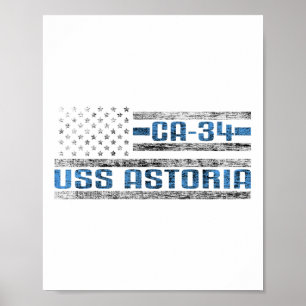 Uss Astoria Världskrig Cruiser Ca-34 Us Army Poster
