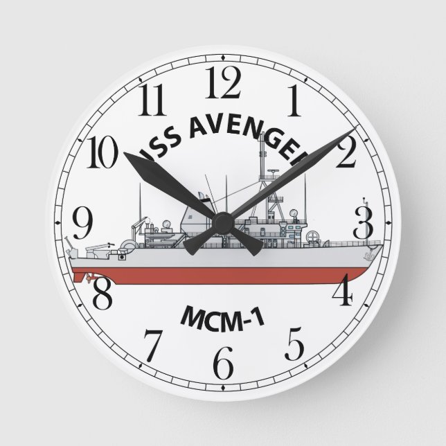 USS Avenger MCM-1 Rund Klocka (Framsida)