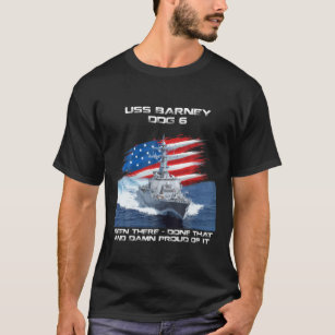 USS Barney DDG-6 Förstörare Frakt USA flagga Veter T Shirt