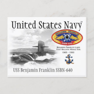 USS BENJAMIN FRANKLIN SSBN-640 SUB. - vykort