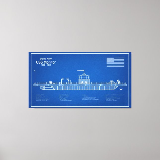 USS-bildskärm - Frakt-blåsningsplaner ABD Canvastryck (Framsida)