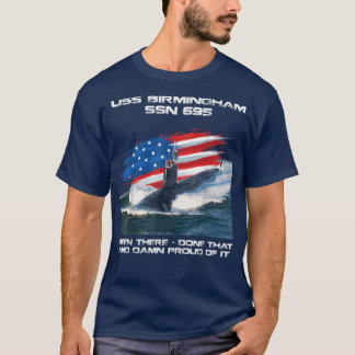 USS Birmingham SSN-695 American Flagga Submarine V T Shirt