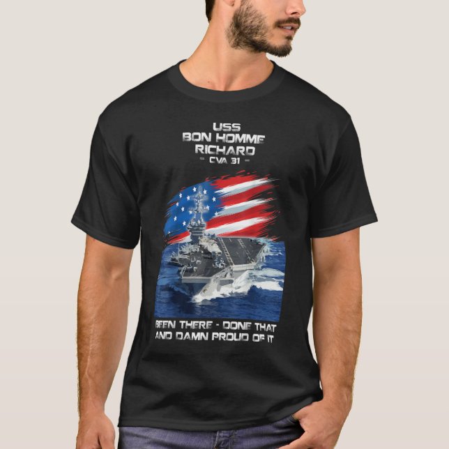USS Bon Homme Richard CVA31 Aircraft Carrier Veter T Shirt (Framsida)