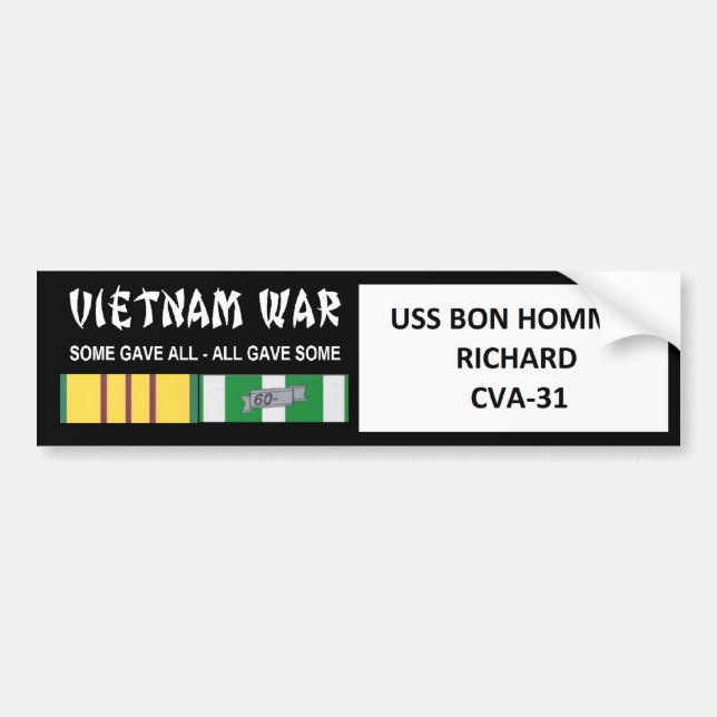 USS BON HOMME RICHARD VIETNAMKRIGETVETERAN BILDEKAL (Framsidan)