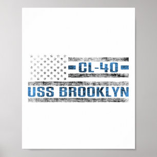 Uss Brooklyn Världskrig Cruiser Cl-40 US Army Poster