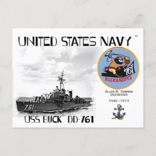 USS BUCK DD-761-FÖRSTÖRARE - POSTCARD VYKORT