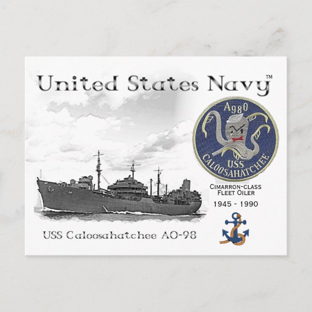 USS CALLOOSHATACHEE AO-98 OILER - POSTCARD VYKORT (Framsida)